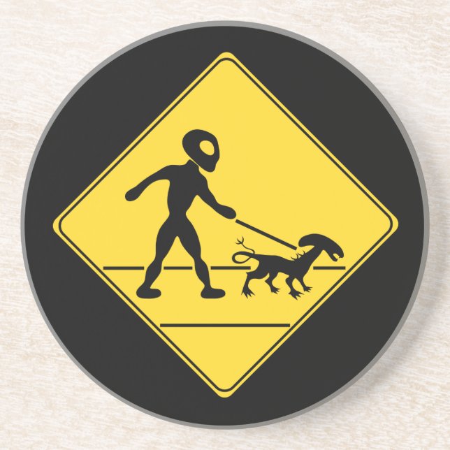 Road Sign- Alien Crossing Coaster (Front)