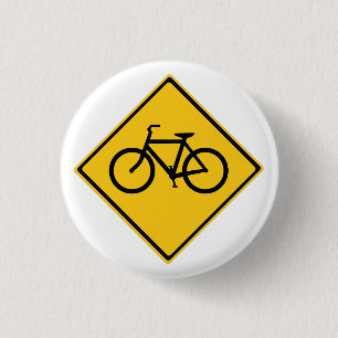 Road Sign Bicycle 3 Cm Round Badge