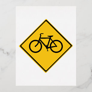 Road Sign Bicycle Foil Holiday Postcard
