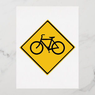 Road Sign Bicycle Foil Holiday Postcard