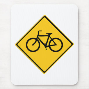 Road Sign Bicycle Mouse Mat