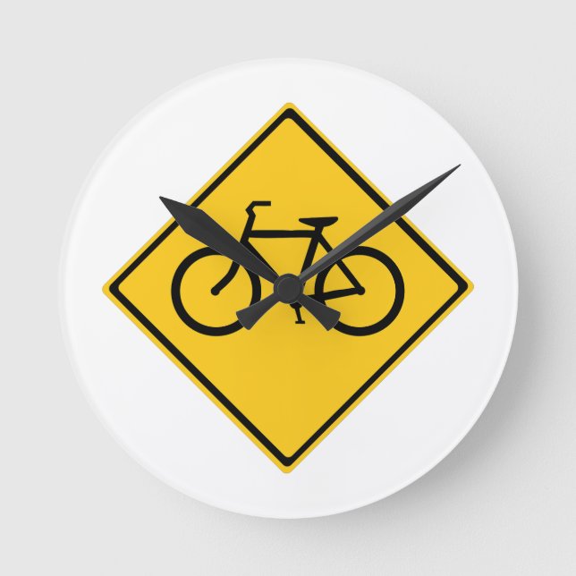 Road Sign Bicycle Round Clock (Front)