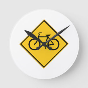 Road Sign Bicycle Round Clock