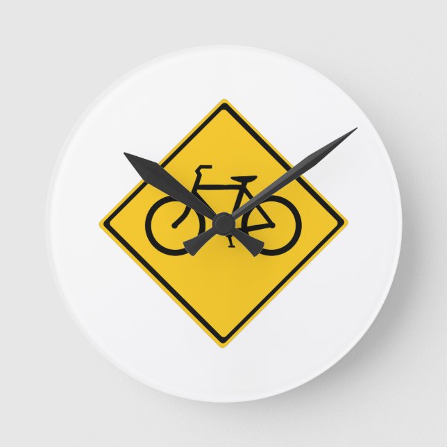 Road Sign Bicycle Round Clock (Front)