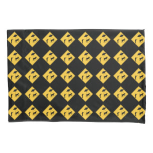 Road Sign- Cow and UFO Pillowcase
