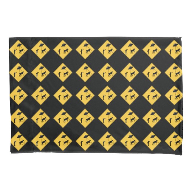 Road Sign- Cow and UFO Pillowcase (Front)