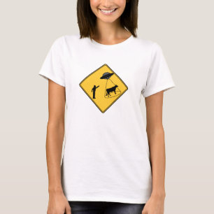 Road Sign- Cow and UFO T-Shirt