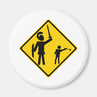 Road Sign David and Goliath Magnet