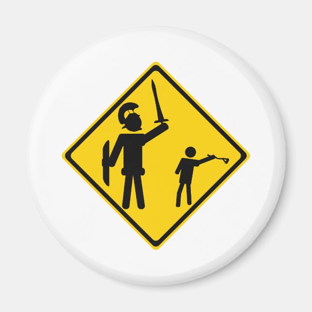 Road Sign David and Goliath Magnet (Front)