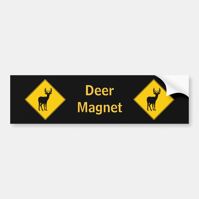 Road Sign- Deer Bumper Sticker (Front)