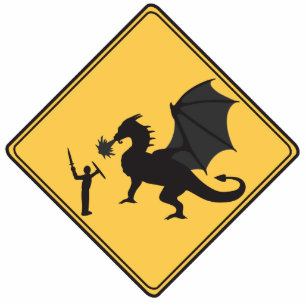 Road Sign- Knight & Dragon Cut Out Sculpture