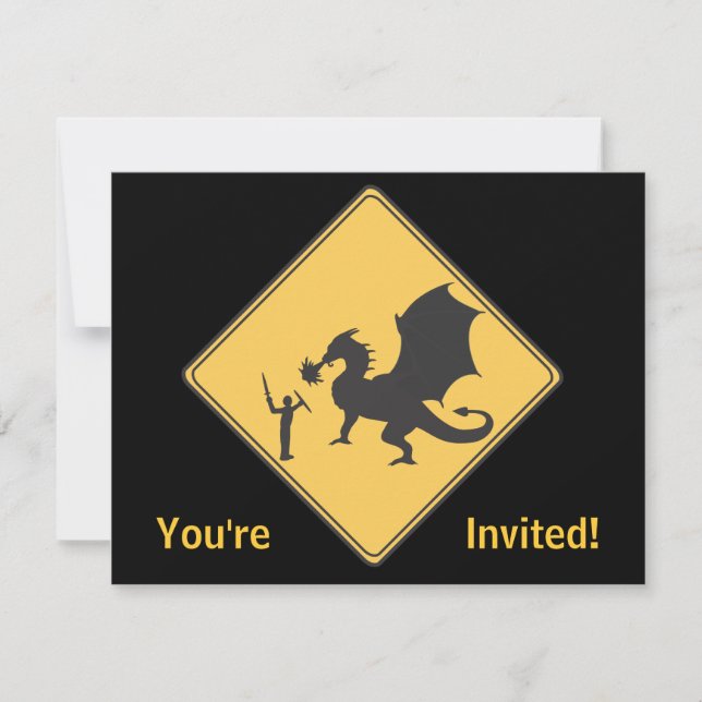 Road Sign- Knight & Dragon Invitation (Front)