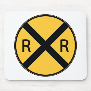 Road Sign Railroad Crossing Mouse Mat