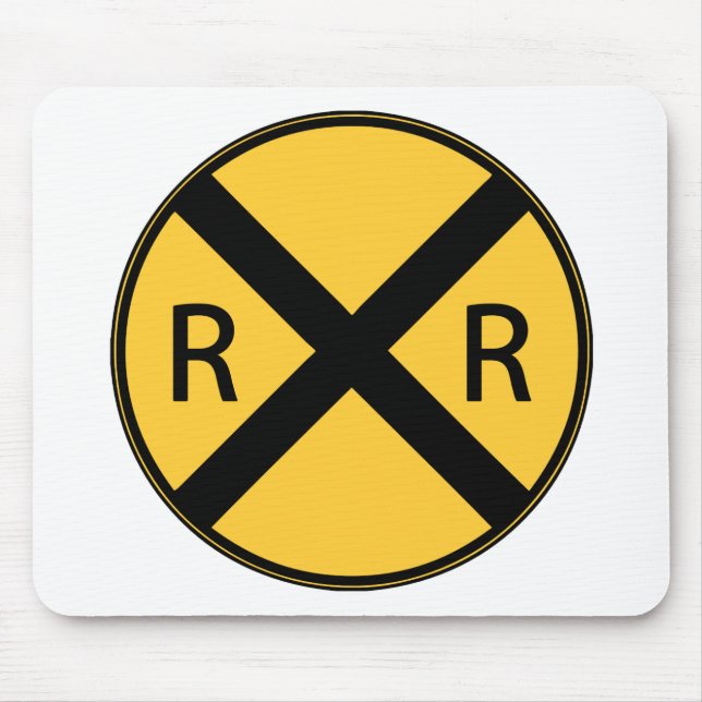 Road Sign Railroad Crossing Mouse Mat (Front)