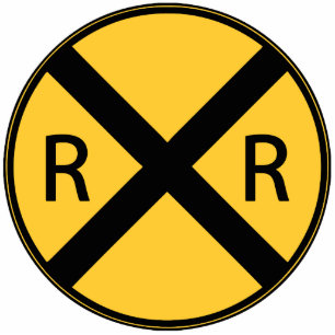Road Sign Railroad Crossing Photo Sculpture Magnet
