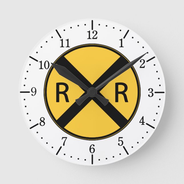 Road Sign Railroad Road Crossing Round Clock (Front)