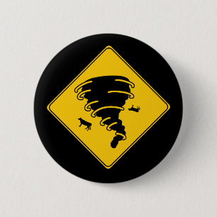 Road Sign- Tornado 6 Cm Round Badge