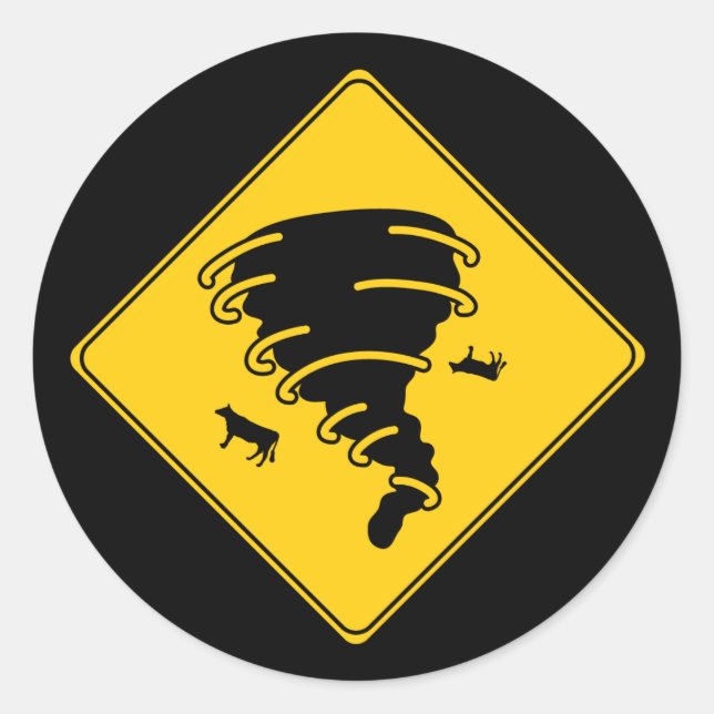 Road Sign- Tornado Classic Round Sticker (Front)