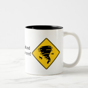 Road Sign- Tornado Two-Tone Coffee Mug