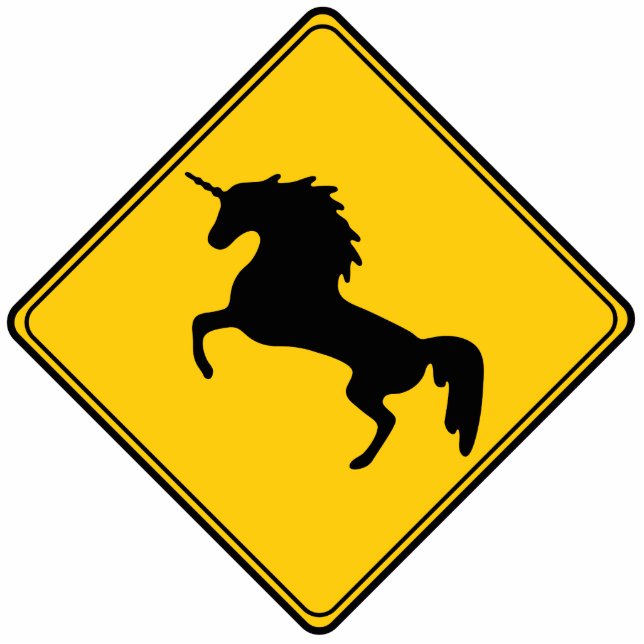 Road Sign Unicorn Photo Sculpture Magnet (Front)