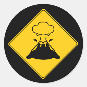 Road Sign- Volcano Classic Round Sticker
