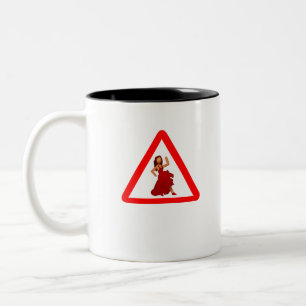 Road Sign with Dancer in Red Dress emoticon Two-Tone Coffee Mug