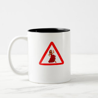 Road Sign with Dancer in Red Dress emoticon Two-Tone Coffee Mug