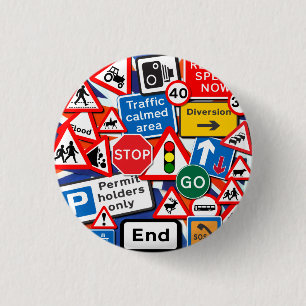 Road Signs 3 Cm Round Badge