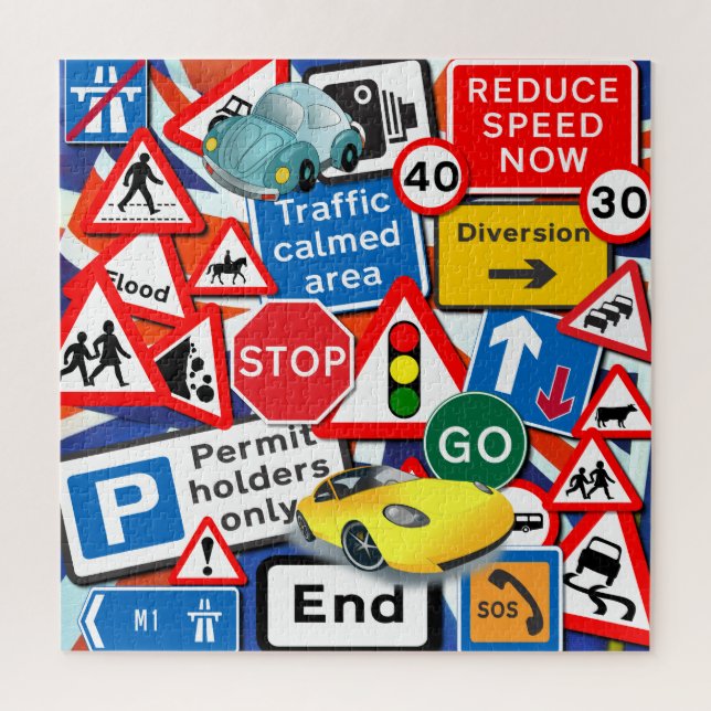 Road Signs and Cars Jigsaw Puzzle (Vertical)