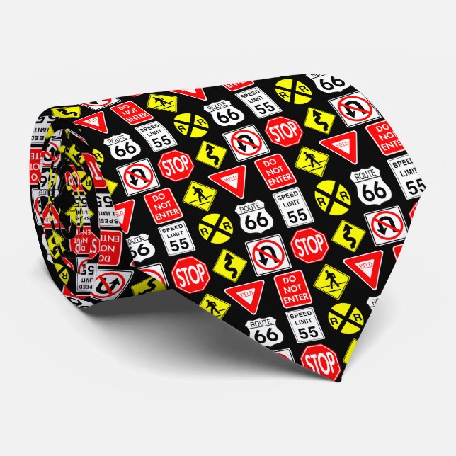 Road Signs Tie (Rolled)