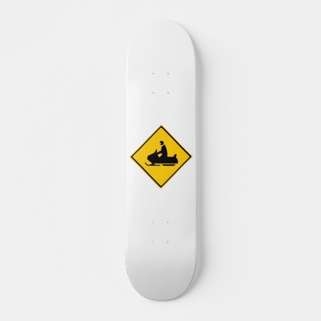 Road Snowmobile Warning Sign Snow Winter Skateboard (Front)