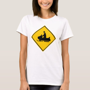 Road Snowmobile Warning Sign Snow Winter T-Shirt
