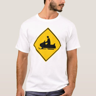 Road Snowmobile Warning Sign Snow Winter T-Shirt
