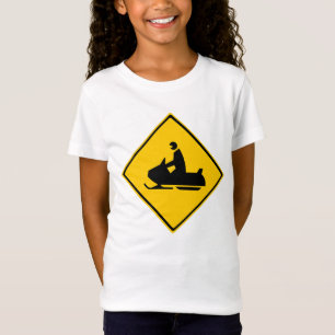 Road Snowmobile Warning Sign Snow Winter T-Shirt