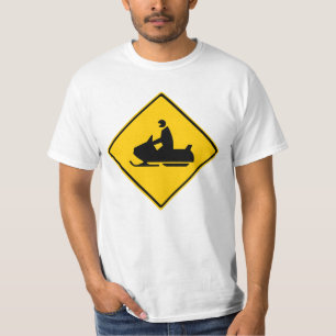 Road Snowmobile Warning Sign Snow Winter T-Shirt
