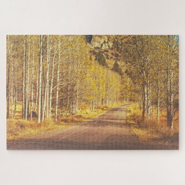 Road Through Aspen Forest Jigsaw Puzzle (Horizontal)