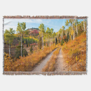Road Through Autumn Colours Throw Blanket