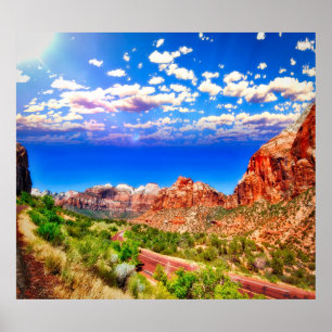 Road Through Zion National Park Poster