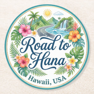 Road to Hana, Maui, Hawaii Hawaii Round Paper Coaster