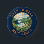 Road to Hana Maui Hawaii Retro Distressed Circle 6 Cm Round Badge<br><div class="desc">Road to Hana in a vector art style. The Hana Highway is a 64.4-mile-long stretch of Hawaii Routes 36 and 360 which connects Kahului to the town of Hana in east Maui.</div>