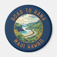 Road to Hana Maui Hawaii Retro Distressed Circle