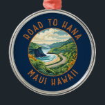 Road to Hana Maui Hawaii Retro Distressed Circle Metal Tree Decoration<br><div class="desc">Road to Hana in a vector art style. The Hana Highway is a 64.4-mile-long stretch of Hawaii Routes 36 and 360 which connects Kahului to the town of Hana in east Maui.</div>
