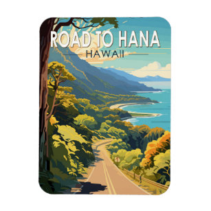 Road to Hana Maui Hawaii Travel Art Vintage Magnet
