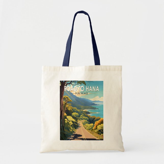 Road to Hana Maui Hawaii Travel Art Vintage Tote Bag (Front)