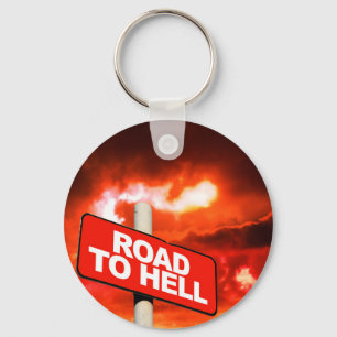 Road to hell sign key ring