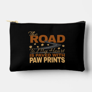 Road to My Heart Paved in Paw Prints Dog Lover Accessory Pouch