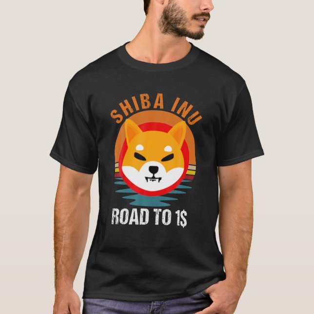 Road To One Dollar, Shiba Inu Shib Coin Men Crypto T-Shirt (Front)