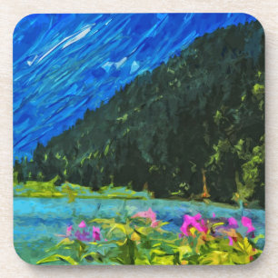 Road to Seward Alaska Abstract Impressionism Coaster