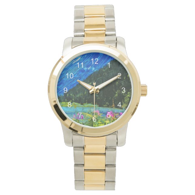 Road to Seward Alaska Abstract Impressionism Watch (Front)