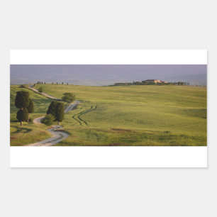 Road to Terrapille in Tuscany rectangular sticker